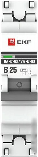 Выключатель автоматический EKF PROxima ВА 47-63 1P 25А (B) 4.5kA mcb4763-1-25B-pro