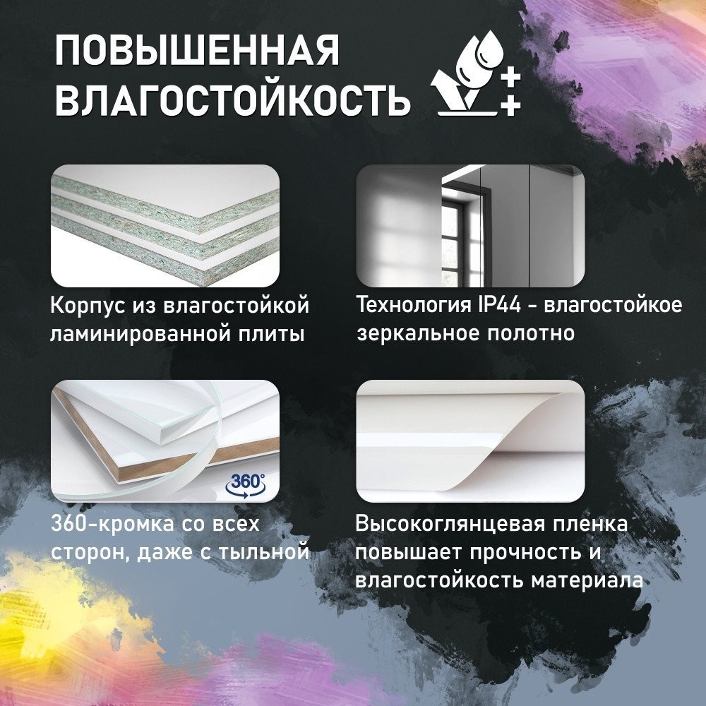 Doratiz Шкаф с зеркалом для ванной Вальс 60 R 2711.153 (белый, с подсветкой)