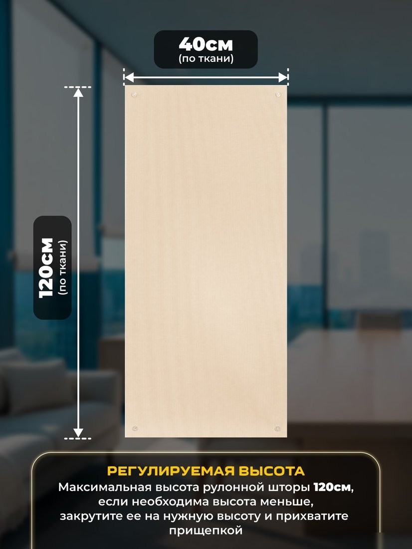 Рулонные шторы Sundays Home Санскрин 310-02 40х120 (бежевый, на присосках)