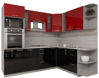 Готовая кухня Интерлиния Мила Gloss 1.88x2.4 правая (красный-черный)