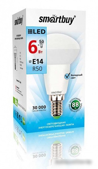 Светодиодная лампа SmartBuy R50 E14 6 Вт 4000 К [SBL-R50-06-40K-E14-A]
