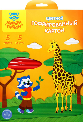 Набор цветного картона Мульти-пульти Приключения Енота КГ5А4_11094 (5 цв)