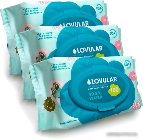 Влажные салфетки Lovular Sweet Kiss (3x100 шт)