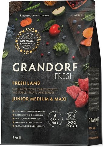 Сухой корм для собак Grandorf Fresh Junior Medium & Maxi (с ягненком и бататом) 3 кг