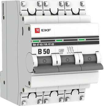 Выключатель автоматический EKF PROxima ВА 47-63 3P 50А (В) 4.5kA mcb4763-3-50B-pro