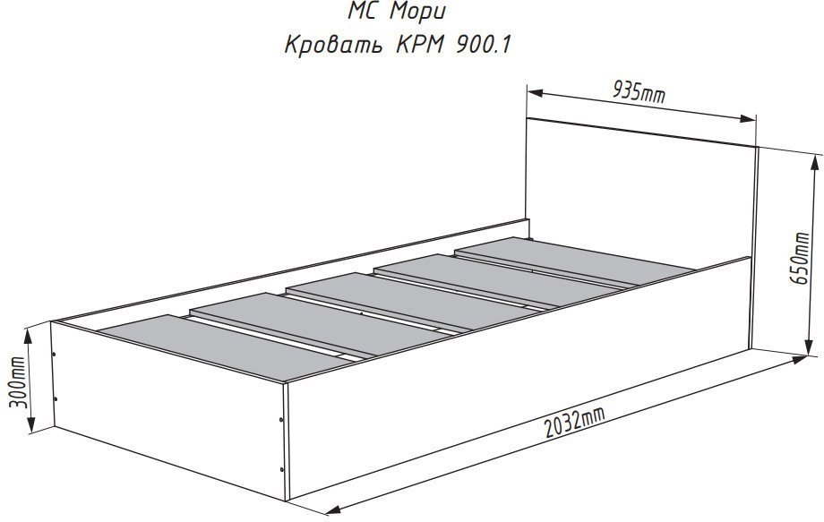 Кровать ДСВ Мори КРМ 900.1 (белый)