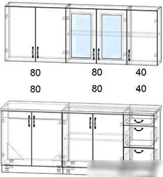 Кухня Интерлиния Мила Крафт 2.0А (дуб английский)
