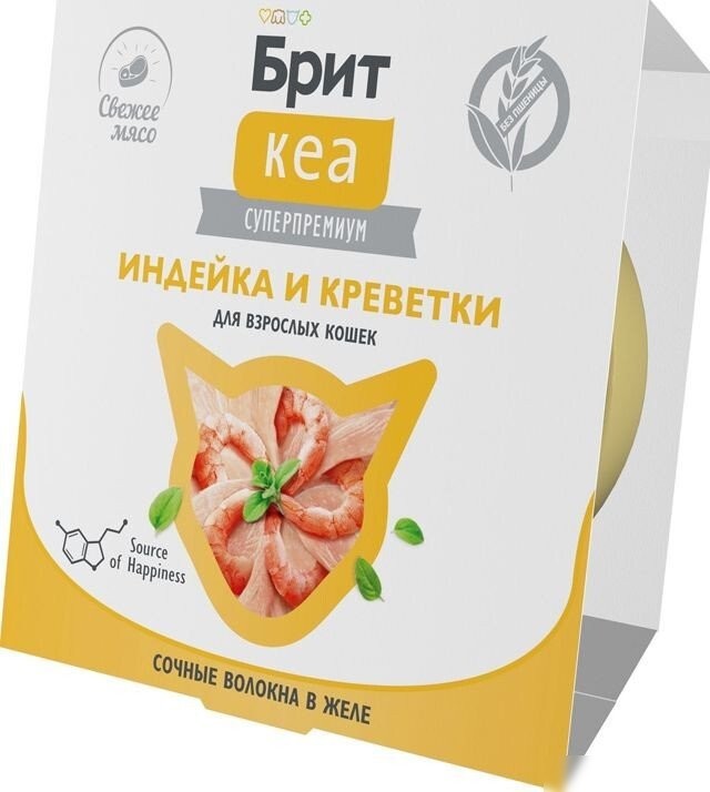 Пресервы Brit Кеа Ламистер для взрослых кошек. Индейка и Креветки в желе 75 г