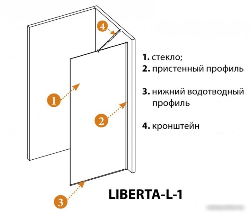 Душевая стенка Cezares LIBERTA-L-1-TB-100-BR-NERO