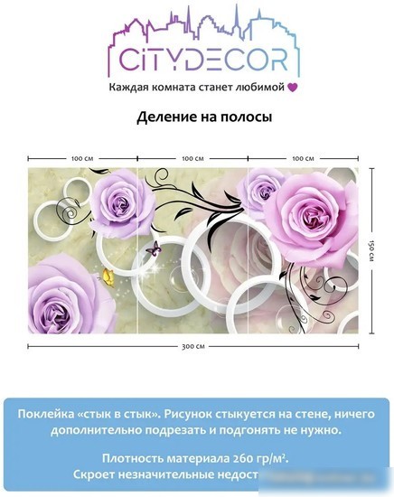 Фотообои Citydecor Абстракция 70 300x150