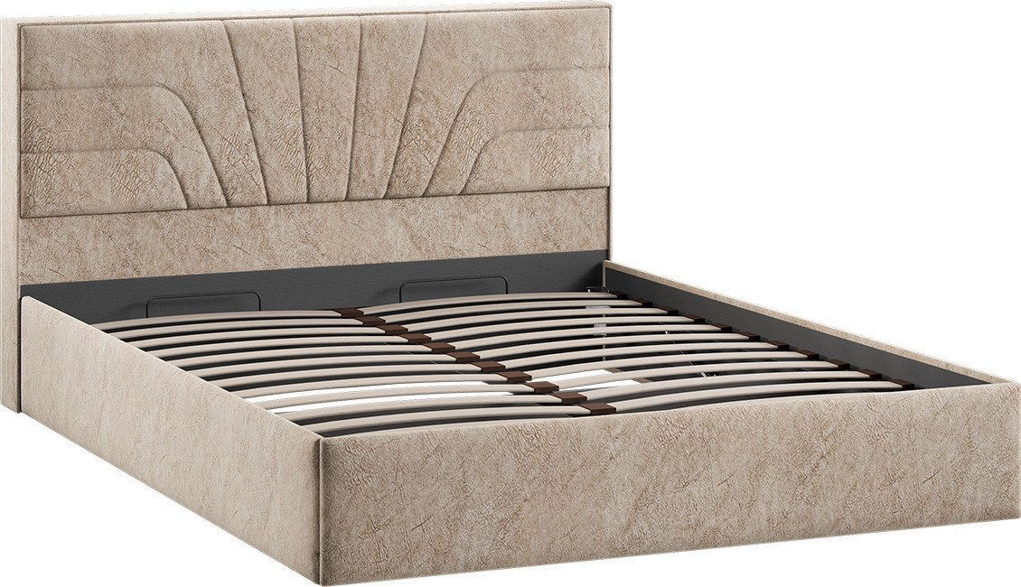 Кровать Трия Пандора с ПМ и заглушиной 160x200 Тип 1 (микровелюр Wellmart Dark Beige)