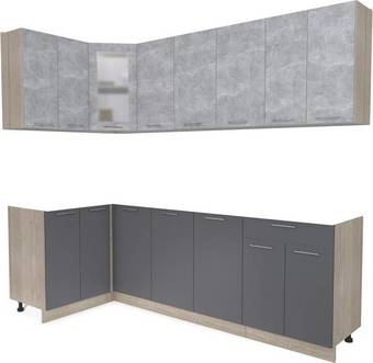Готовая кухня Интерлиния Мила 12x24 без столешницы (бетон/антрацит)
