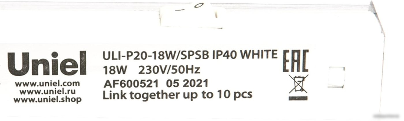Линейный светильник Uniel ULI-P20-18W/SPSB IP40 WHITE Спектр для рассады и цветения UL-00002992
