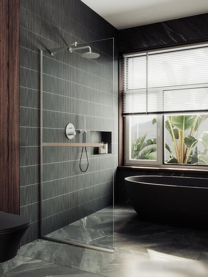 Душевая стенка MaybahGlass 195x69 MGD-720-5у (прозрачное стекло/хром матовый)