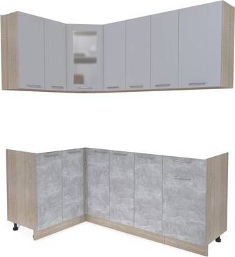 Готовая кухня Интерлиния Мила 12x19 без столешницы (серебристый/бетон)