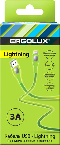 Кабель Ergolux ELX-CDC03-C05 USB Type-A - Lightning (1.2 м, зеленый)