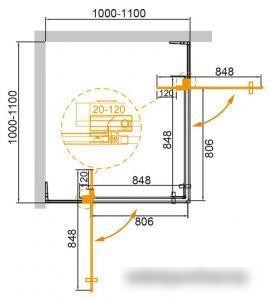 Душевой уголок Cezares SLIDER-A-2-100/110-BR-NERO