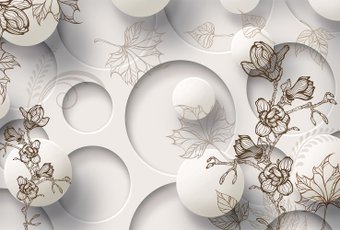 Фотообои Vimala 3D Круги с цветами 270x400
