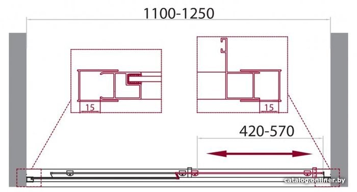 Душевая дверь BelBagno Unique-BF-1-110/125-P-Cr (текстурное стекло)