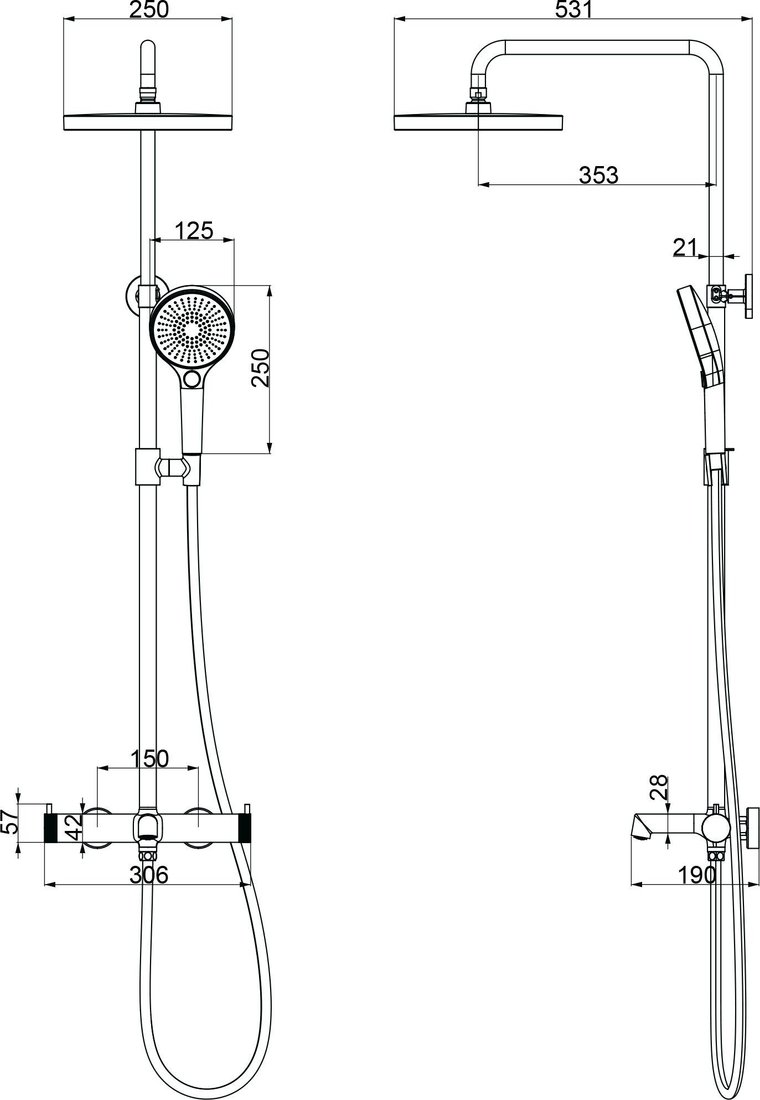 Душевая система Vincea Rim VSFS-2RM1GM