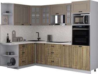 Готовая кухня Интерлиния Мила Деко 1.68x2.6 LV (дуб вотан/луна/опал светлый)