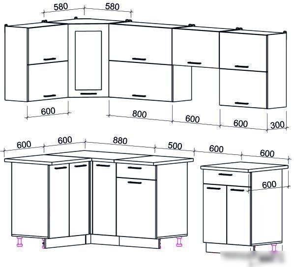 Угловая кухня Интерлиния Мила Gloss 60-12x26 (ваниль/шоколад глянец)