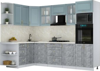Готовая кухня Интерлиния Мила Шато 1.68x2.8 ВТ LV (океан/керамика/опал светлый)