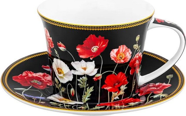 Набор чашек Elan Gallery Маки на черном New Bone China 420673_6