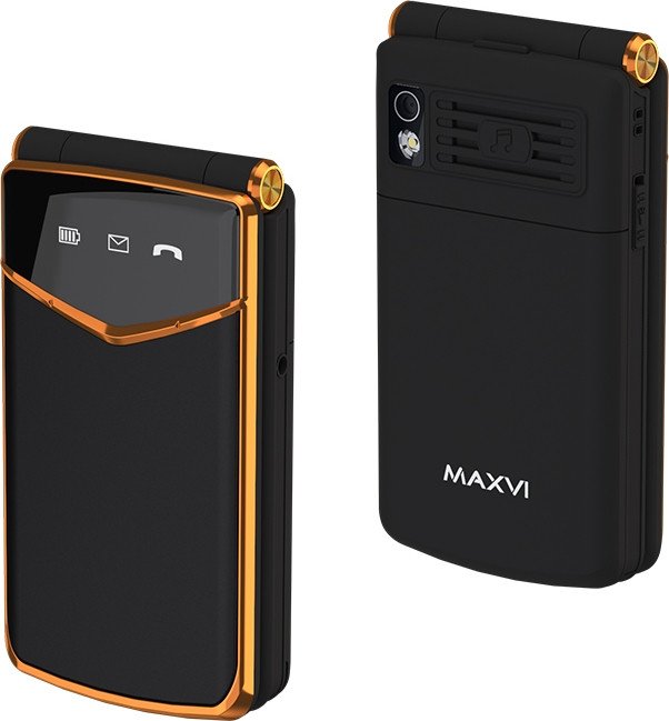 Кнопочный телефон Maxvi E11ds (черный/золотистый)