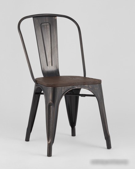 Стул Stool Group Tolix wood (черный патина золото)