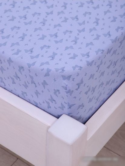 Постельное белье Luxsonia Трикотаж на резинке 80x200 2153 (бабочки сиреневый)