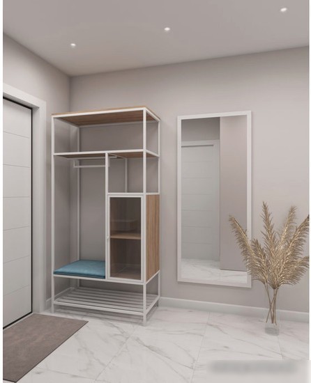 Стеллаж Hype Mebel Босс 100x200 (черный/дуб галифакс олово/велюр серый)
