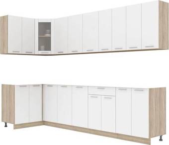Готовая кухня Интерлиния Мила 12x30 без столешницы (белый платинум)