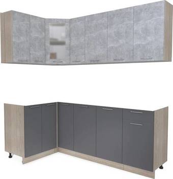 Готовая кухня Интерлиния Мила 12x21 без столешницы (бетон/антрацит)