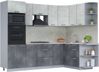 Готовая кухня Интерлиния Мила Лайт 1.68x2.6 правая (бетон лайт/бетон портленд/опал светлый)