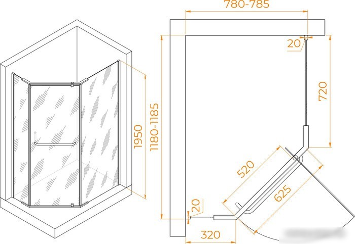 Душевой уголок RGW PA-091B 35089182-14 80x120 (черный/прозрачное стекло)