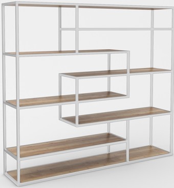 Стеллаж Hype Mebel Зиг-Заг 200x150 (белый/дуб галифакс натуральный)