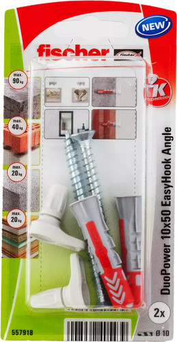 Дюбель-костыль Fischer EasyHook Angle DuoPower 10x50 K NV 557918 (2 шт)