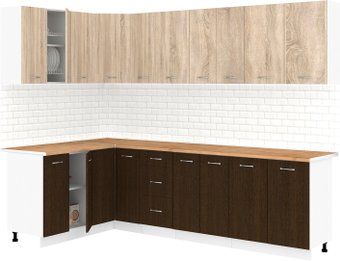 Готовая кухня Кортекс-мебель Корнелия Лира 1.5x2.7 (дуб сонома/венге/дуб бунратти)