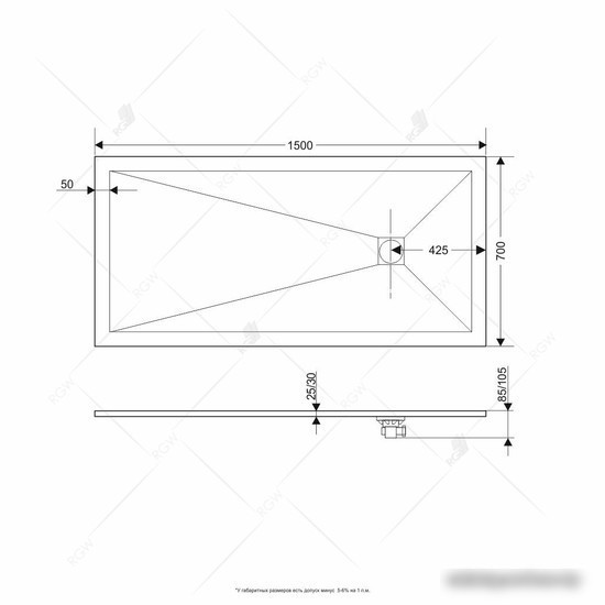 Душевой поддон RGW ST-0157W 16152715-01 70x150