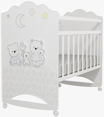 Классическая детская кроватка VDK Unica Happy Family Fornello колесо-качалка (ламинированное дсп, Bianco)