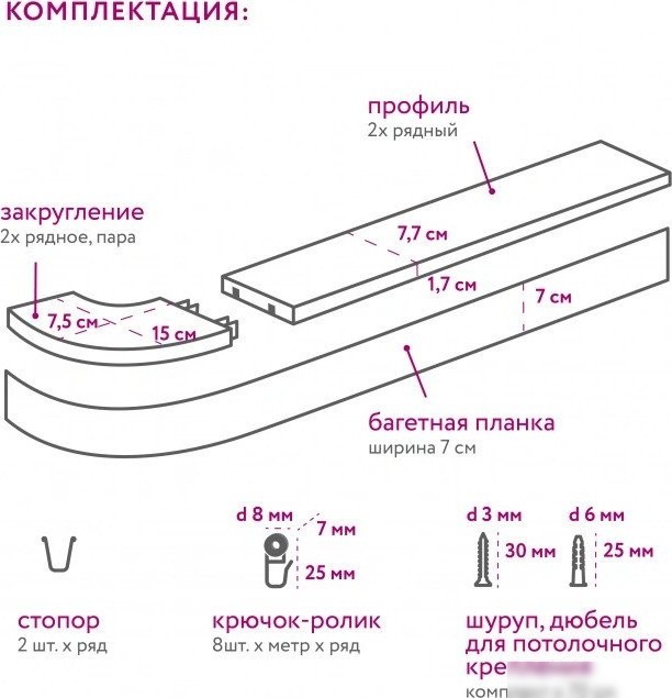 Карниз для штор Legrand Монолит 7см с/п 3м 2р 58132911 (кварц)