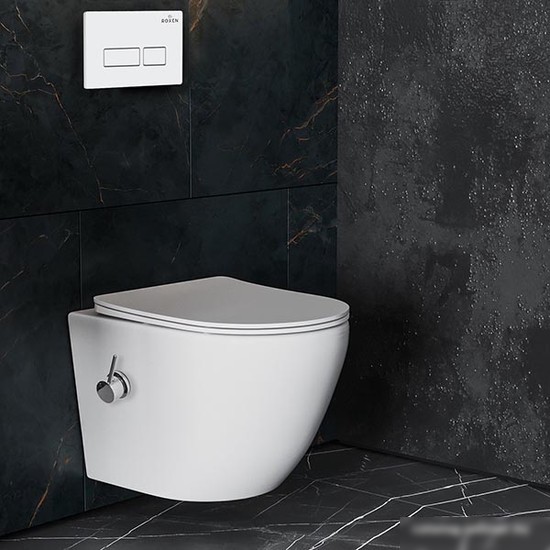 Унитаз подвесной Roxen Antares Bidet в комплекте с инсталляцией StounFix Slim 6 в 1 953833 (кнопка: белый глянец)
