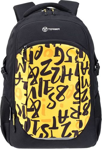 Школьный рюкзак Torber Class X Буквы T9355-22-BLK-YEL