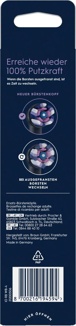 Сменная насадка Oral-B iO Strahlendes Weiss WB-4 (4 шт, черный)