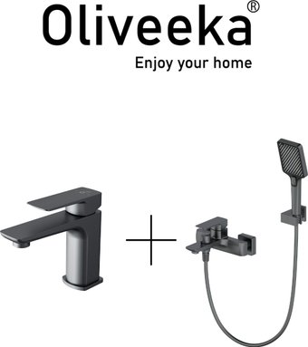 Комплект смесителей Oliveeka OL-639003A+139003-BGM (матовый оружейный металл)