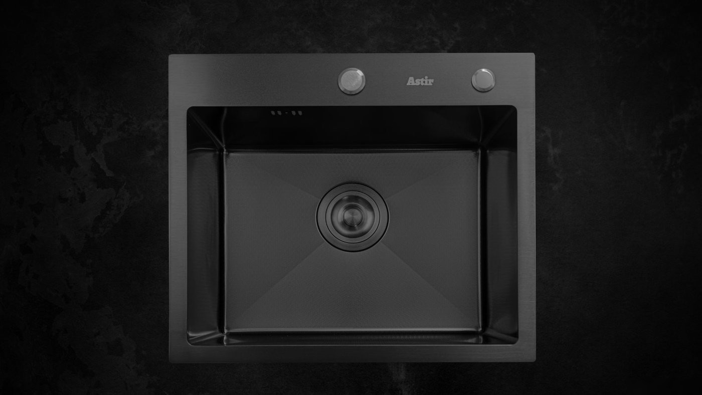 Кухонная мойка Astir Decor PVD Black 45x50B (с сифоном, дозатором и коландером)