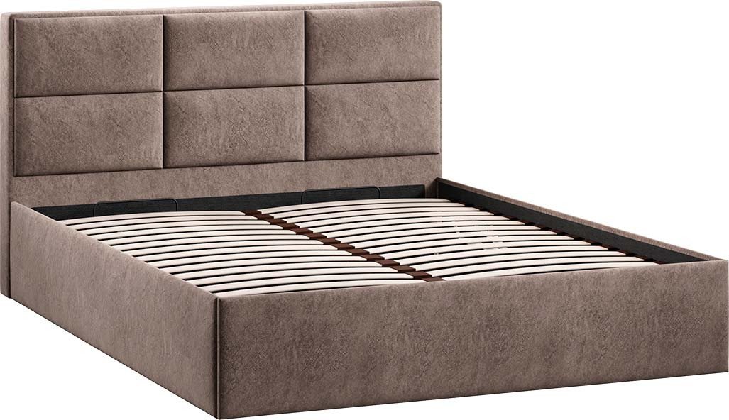 Кровать Трия Стелла Тип 1 c ПМ и заглушиной 160x200 (микровелюр Wellmart Latte)