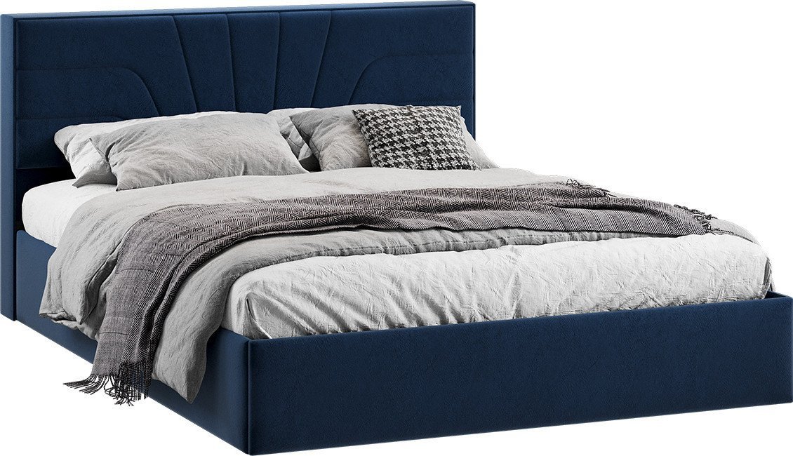 Кровать Трия Пандора с ПМ и заглушиной 160x200 Тип 1 (микровелюр Wellmart Blue)