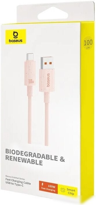 Кабель Baseus Habitat Series Fast Charging Cable 100W USB Type-A - USB Type-C (1 м, розовый)